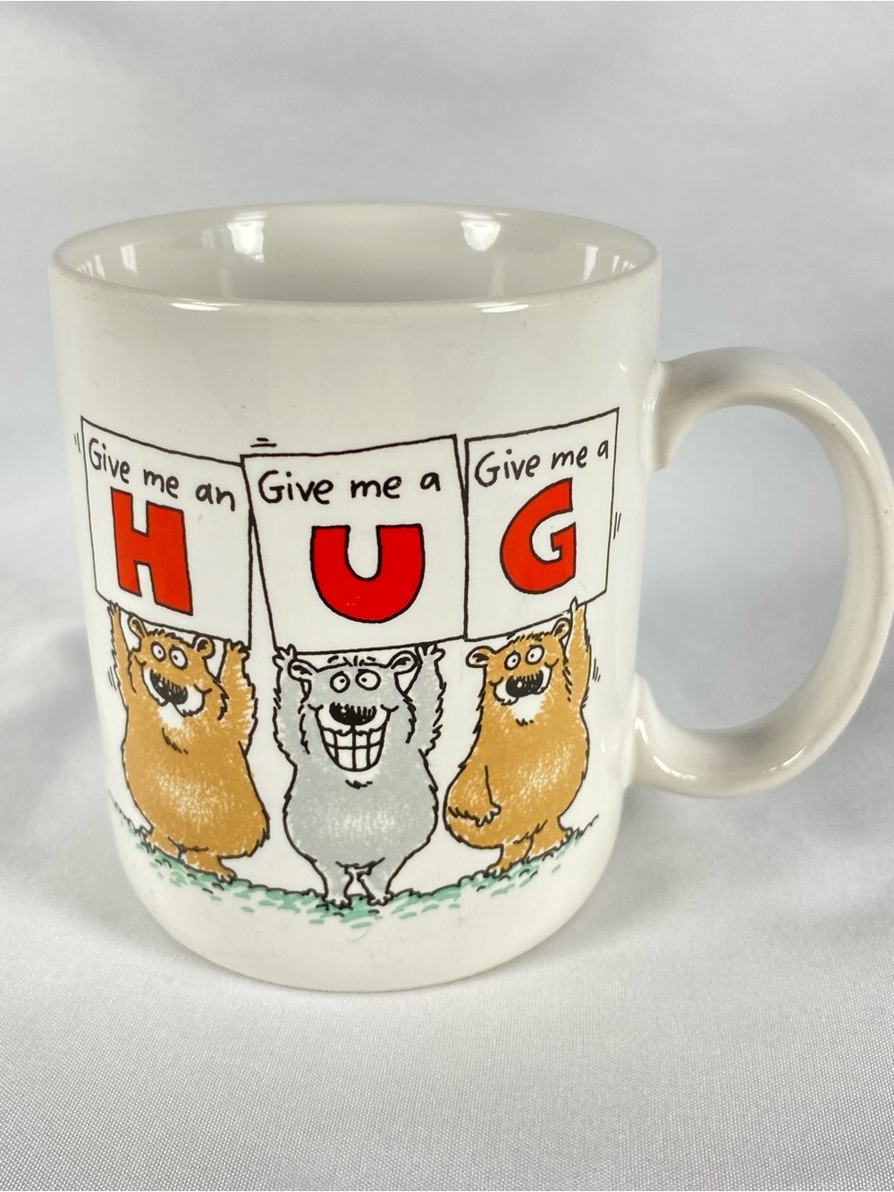 Vintage 1988 Hallmark Shoebox Greetings Give Me A Hug Coffee Mug Comic Cup
